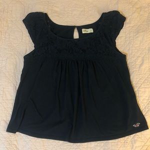 Hollister navy blue lace top
